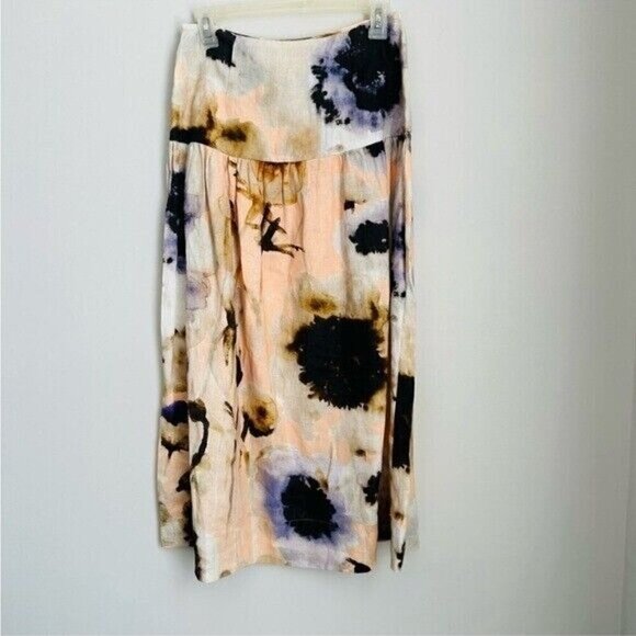Karina Grimaldi Devi Skirt Linen Peach Monet Size Large NWT $268 - Picture 2 of 7